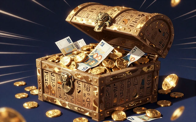 Goldene Schatztruhe mit M&uuml;nzen - Welcome Bonus 500&euro; bei Realz Casino Deutschland